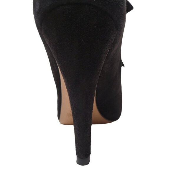 Chloé Mike Black Suede Studded Bow Cut-Out Heel Bootie - Picture 8 of 16